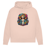 Damen Premium Bio Hoodie Flower DJ Girl