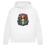 Damen Premium Bio Hoodie Flower DJ Girl