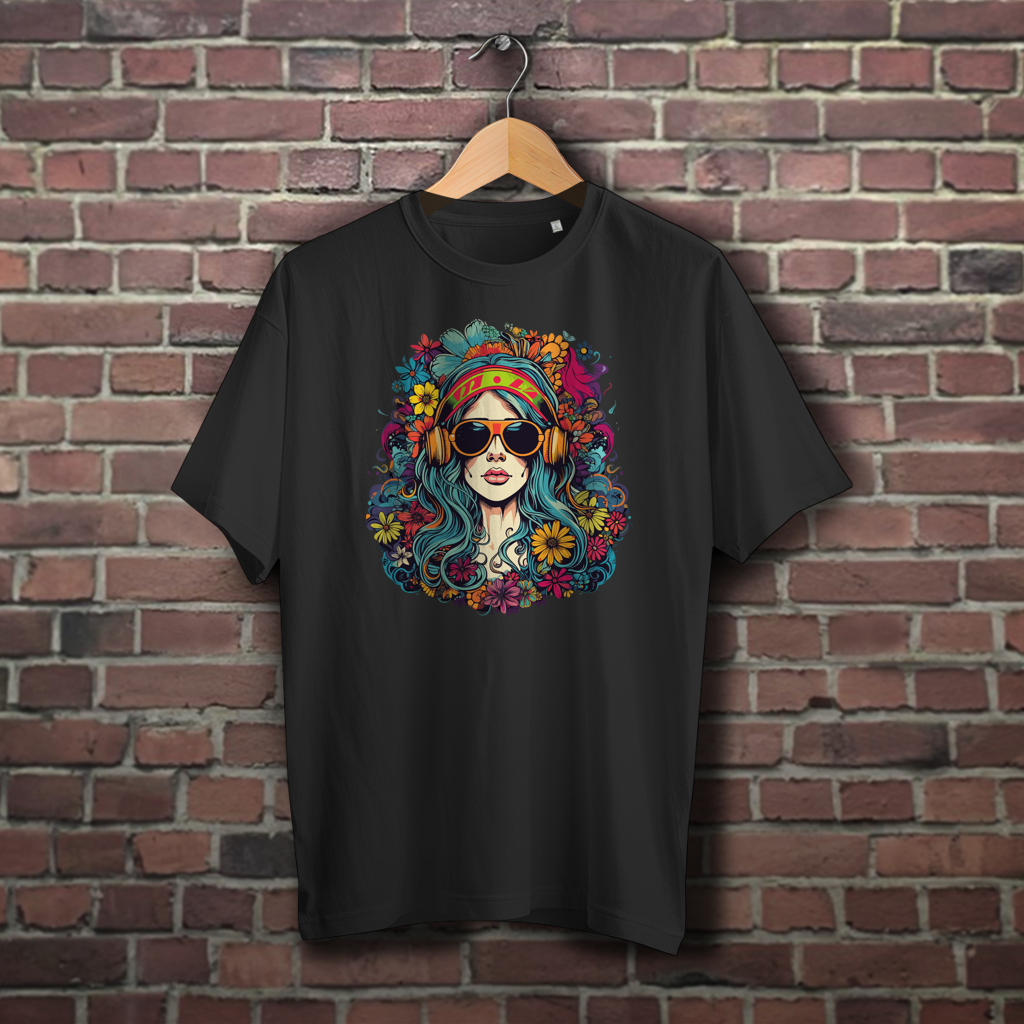 Oversize T-Shirt Flower DJ Girl