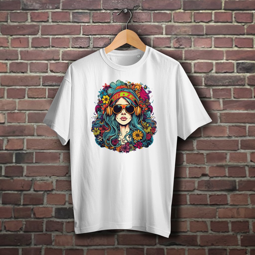 Oversize T-Shirt Flower DJ Girl