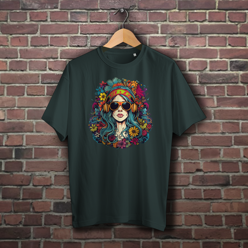 Oversize T-Shirt Flower DJ Girl
