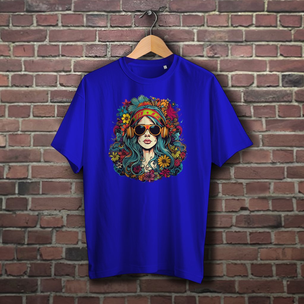 Oversize T-Shirt Flower DJ Girl