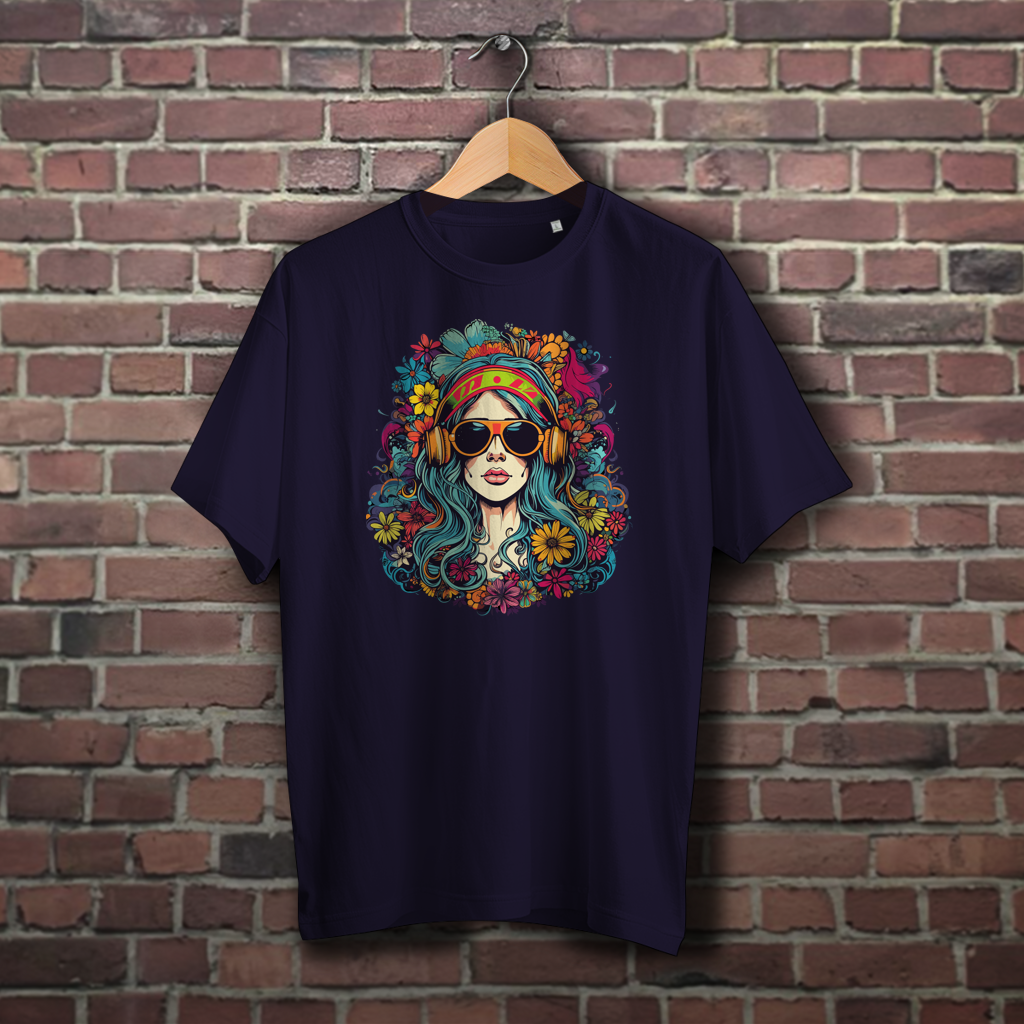 Oversize T-Shirt Flower DJ Girl