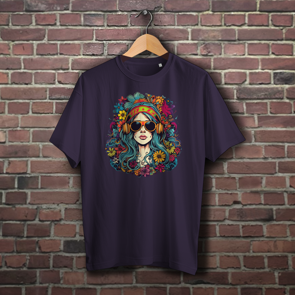 Oversize T-Shirt Flower DJ Girl