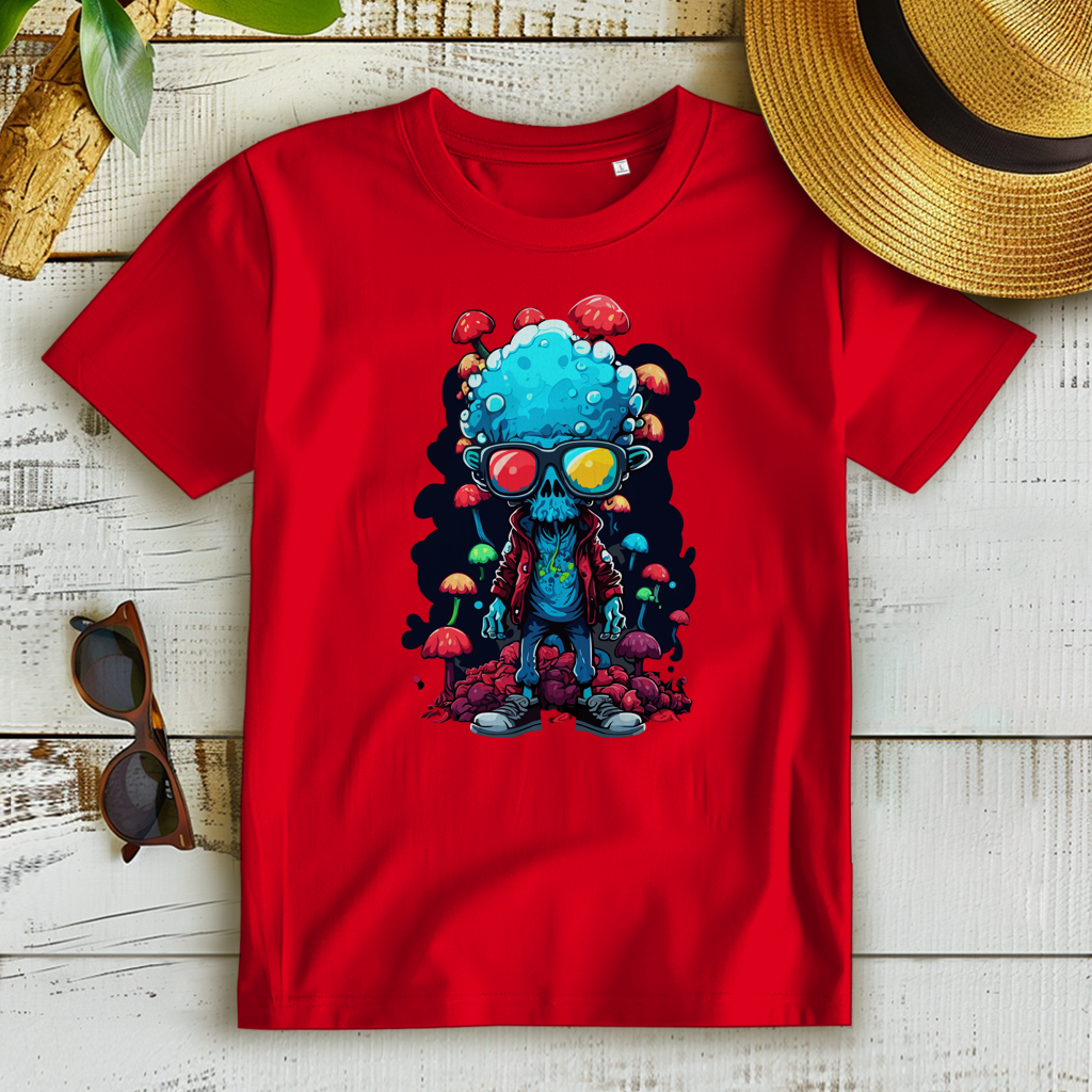 Damen Premium Bio T-Shirt Mushroom Skull Dude
