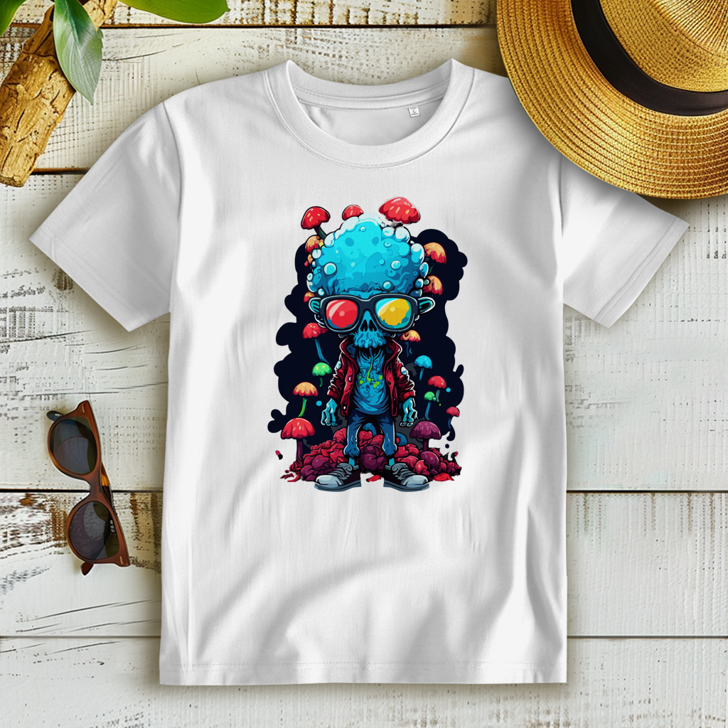 Damen Premium Bio T-Shirt Mushroom Skull Dude
