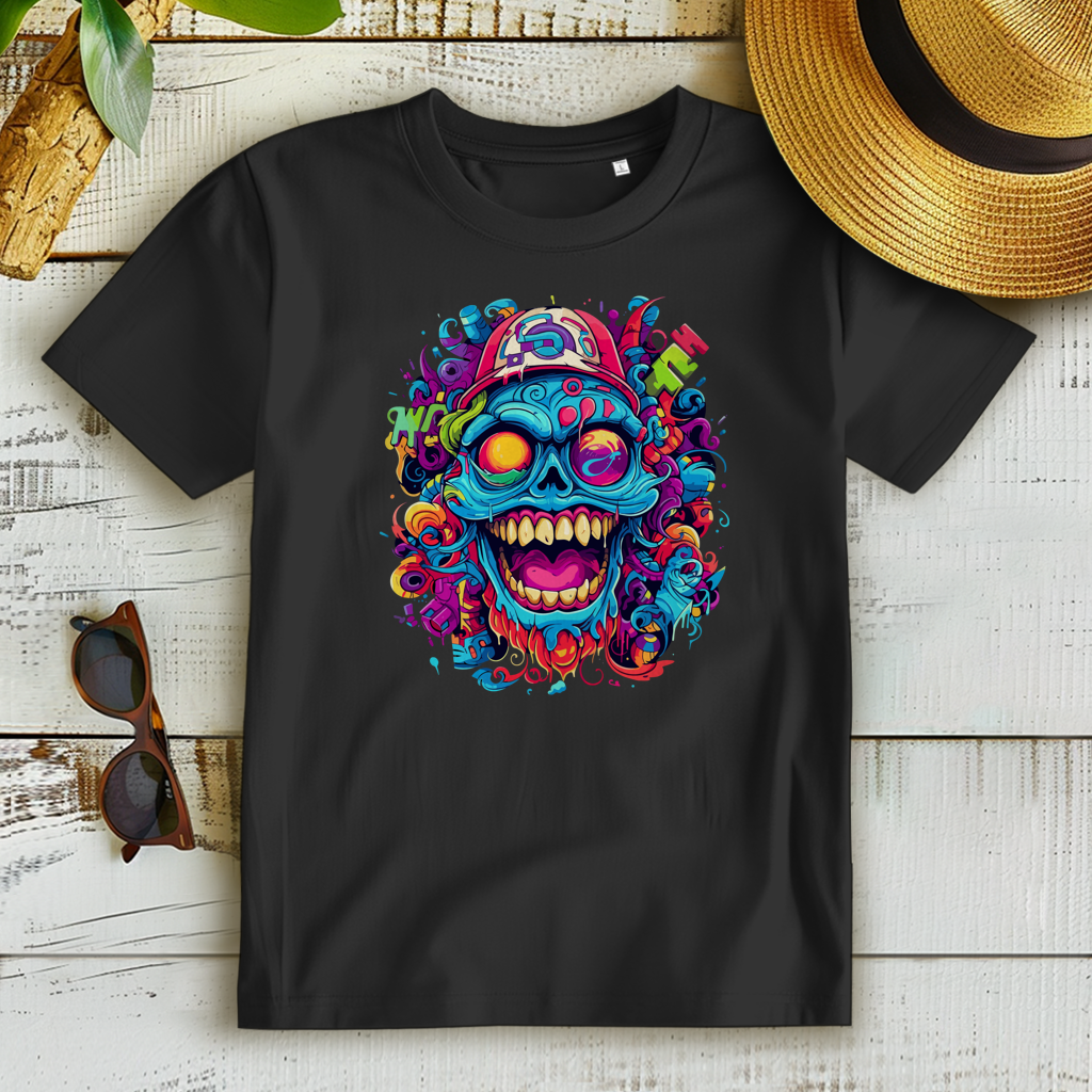 Damen Premium Bio T-Shirt Graffiti Skull