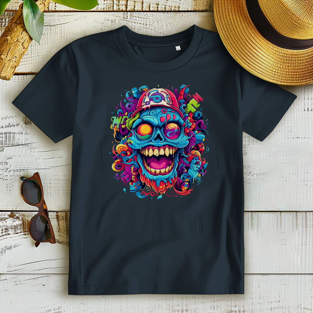 Damen Premium Bio T-Shirt Graffiti Skull