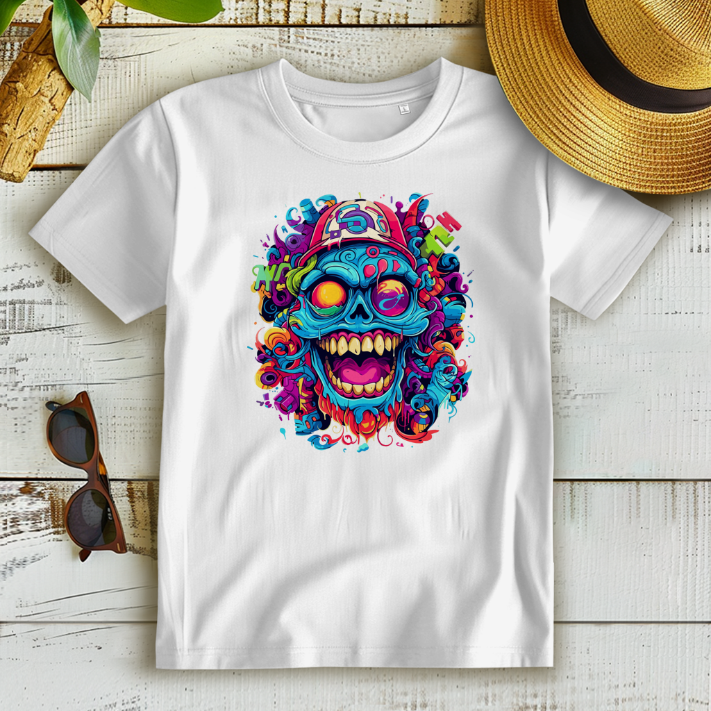 Damen Premium Bio T-Shirt Graffiti Skull
