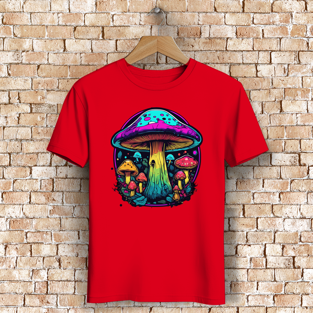 Herren Premium Bio T-Shirt Neon Mushroom Circle