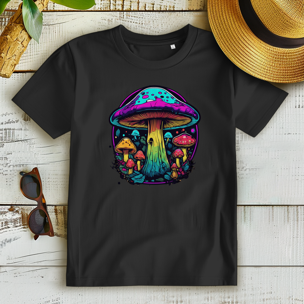 Damen Premium Bio T-Shirt Neon Mushroom Circle