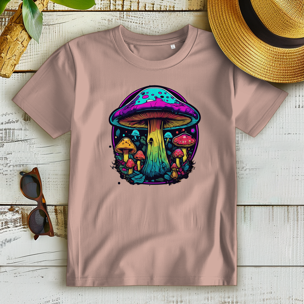Damen Premium Bio T-Shirt Neon Mushroom Circle