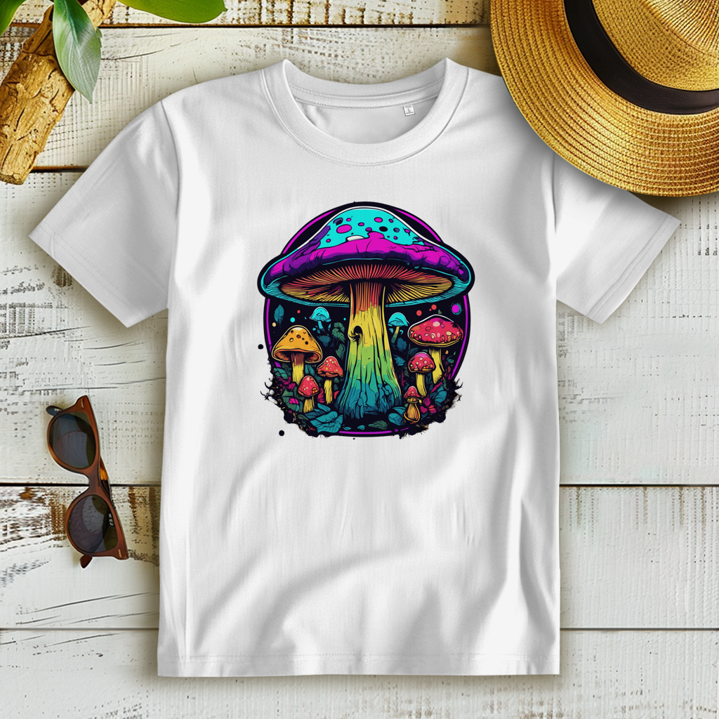 Damen Premium Bio T-Shirt Neon Mushroom Circle