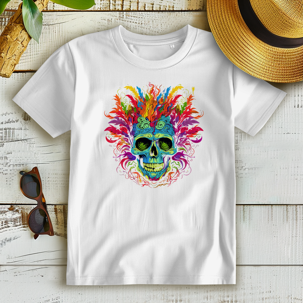 Damen Premium Bio T-Shirt Fire Skull