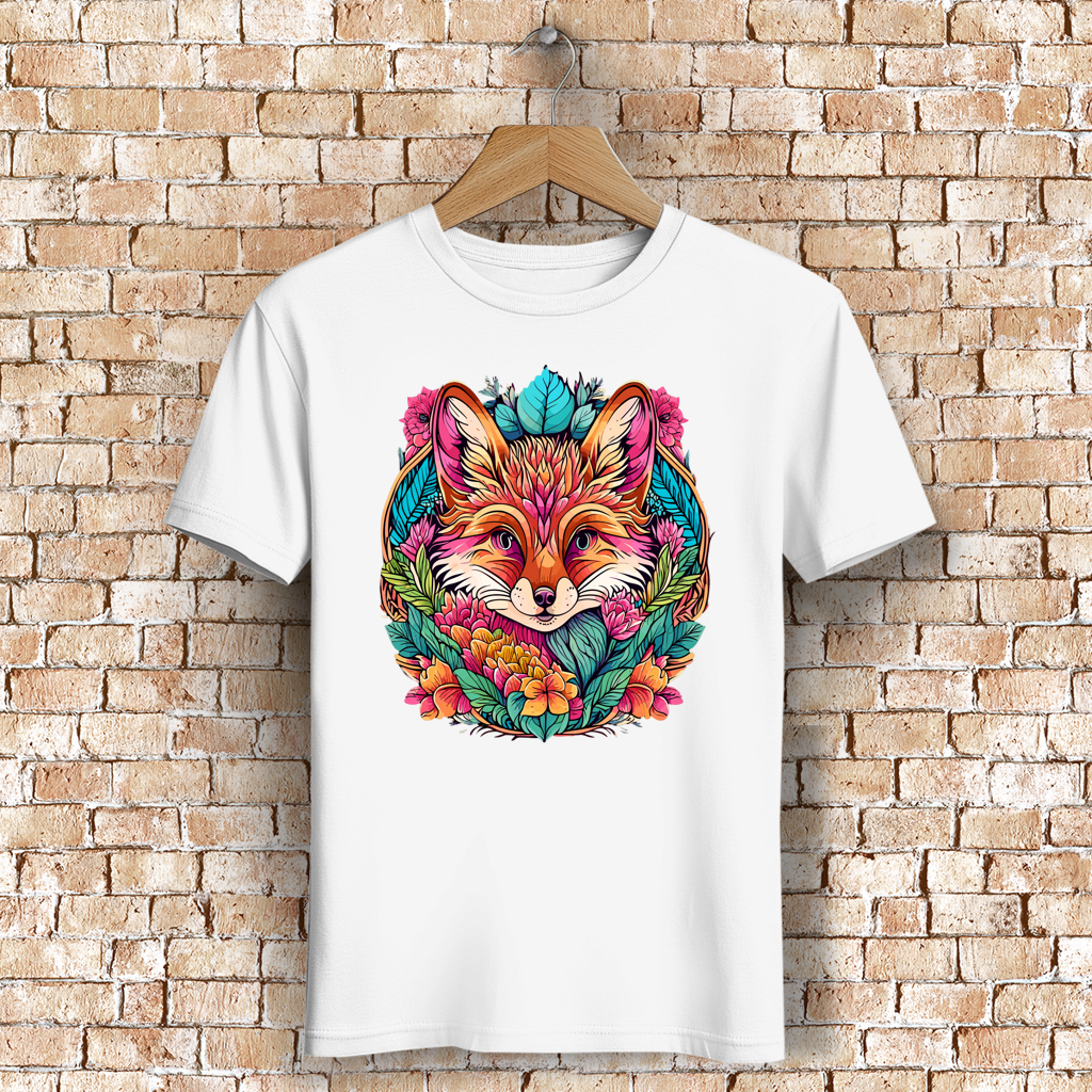 Herren Premium Bio T-Shirt Flower Fox
