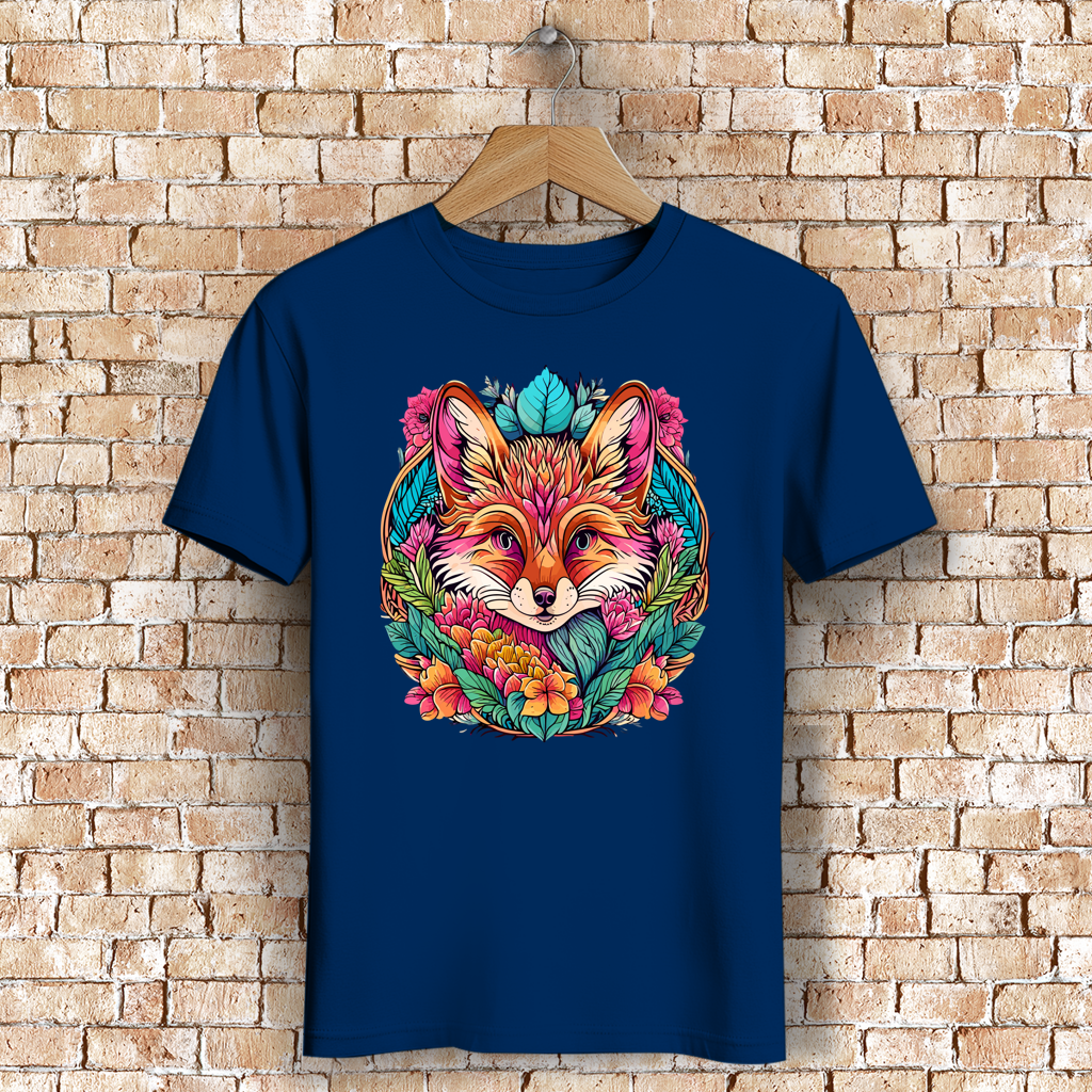 Herren Premium Bio T-Shirt Flower Fox