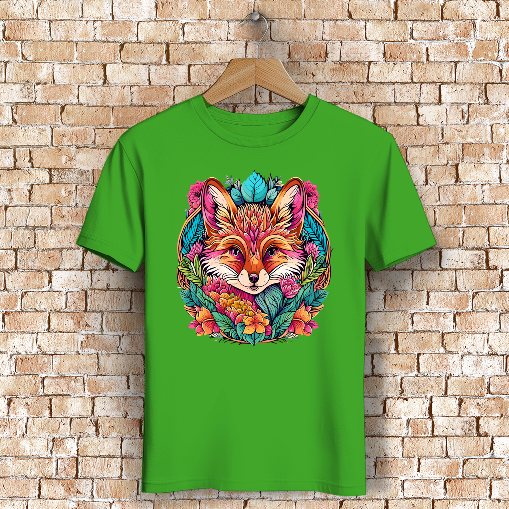 Herren Premium Bio T-Shirt Flower Fox