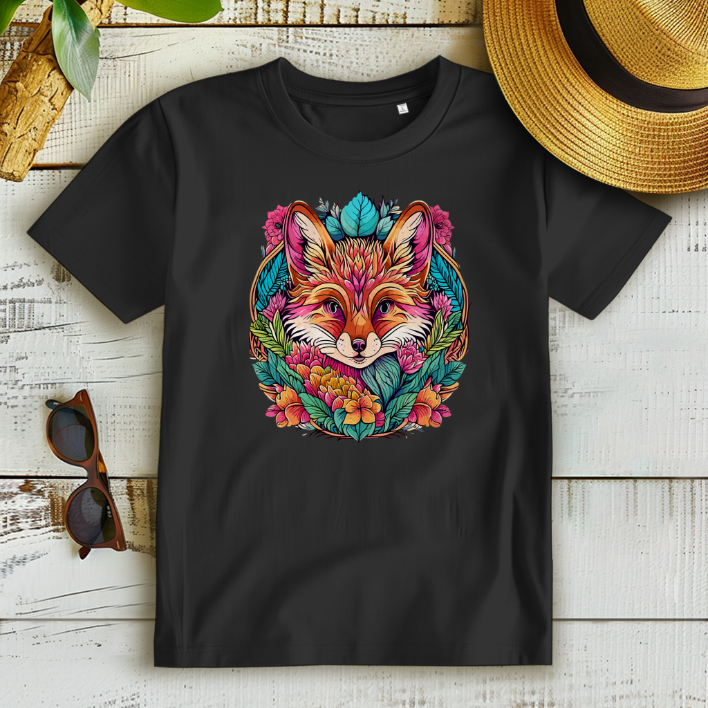 Damen Premium Bio T-Shirt Flower Fox