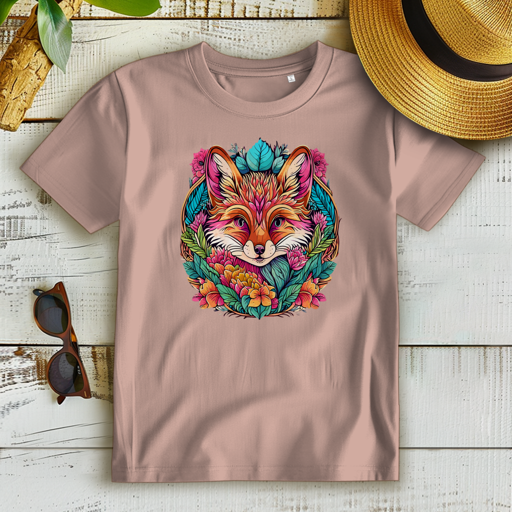 Damen Premium Bio T-Shirt Flower Fox