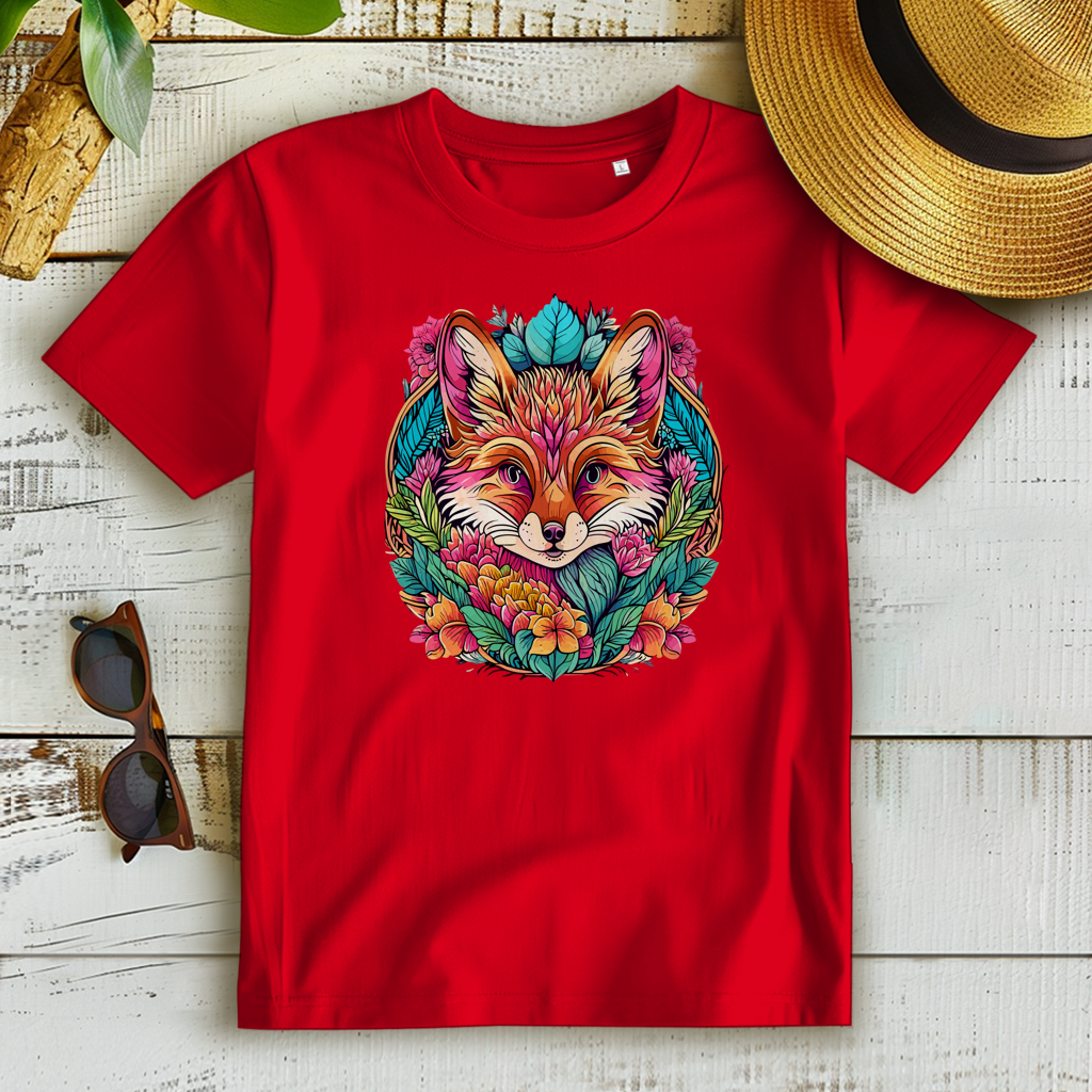 Damen Premium Bio T-Shirt Flower Fox
