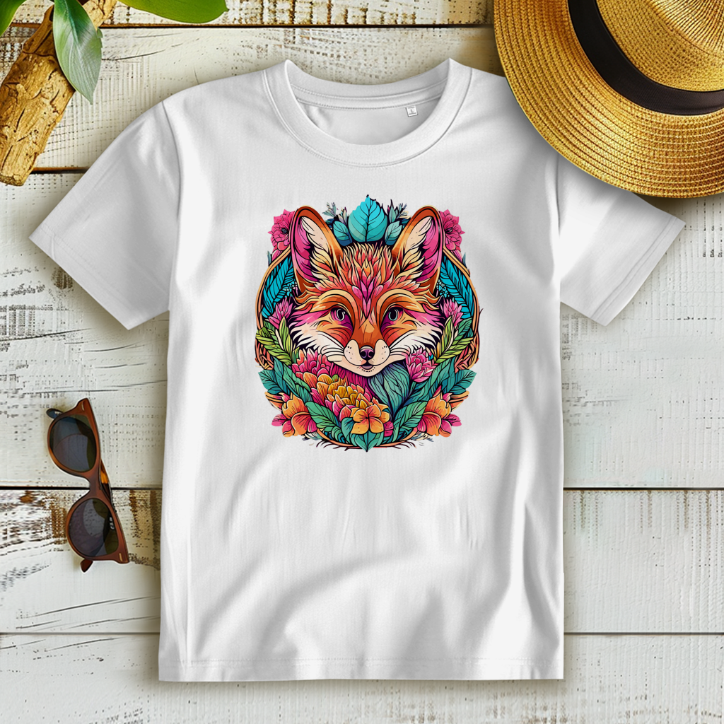 Damen Premium Bio T-Shirt Flower Fox