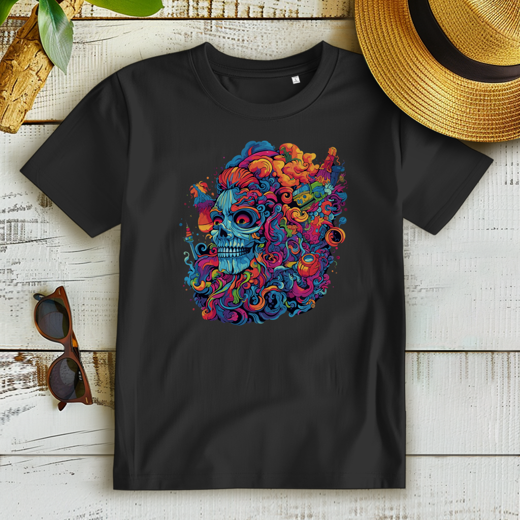 Damen Premium Bio T-Shirt Skull Doodle