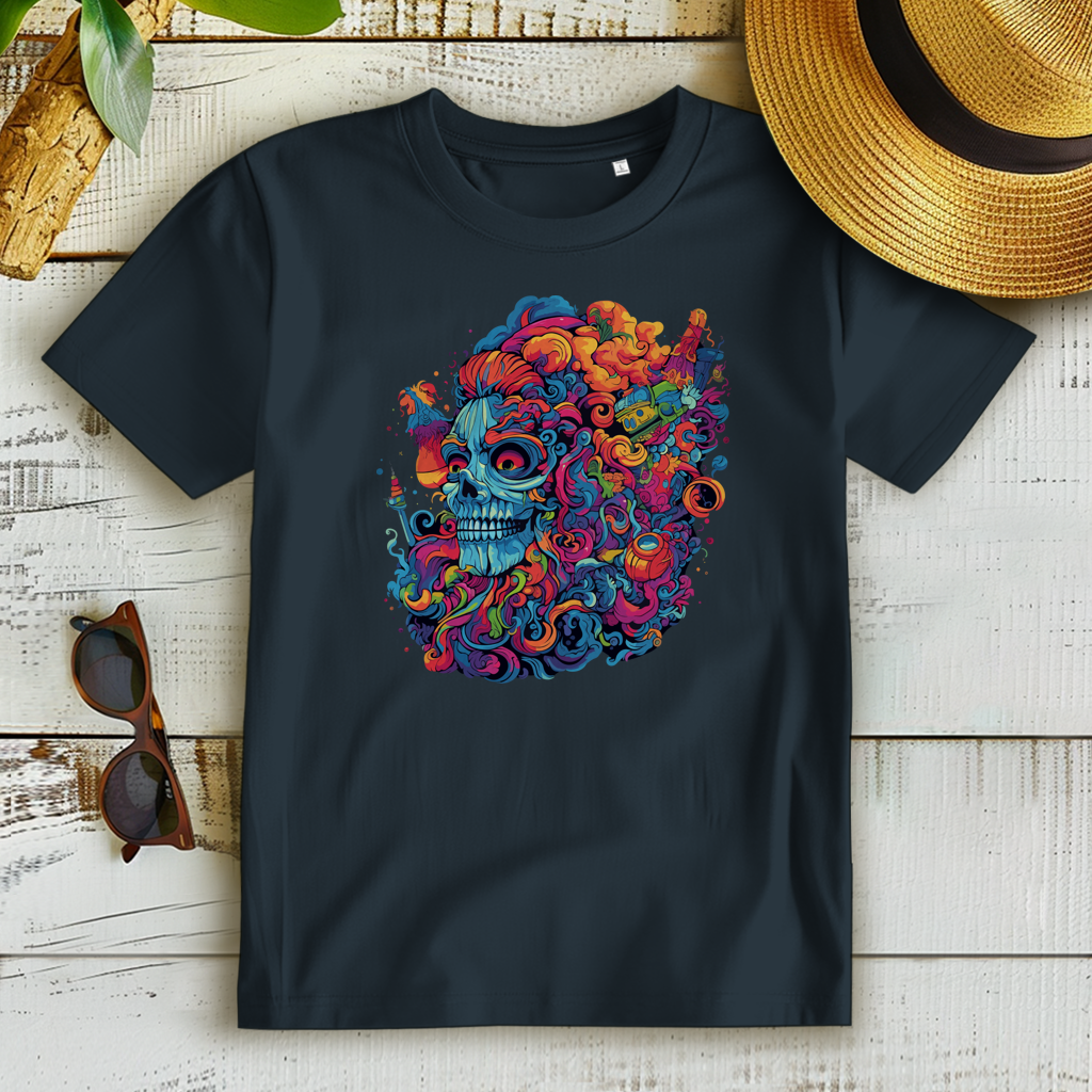 Damen Premium Bio T-Shirt Skull Doodle