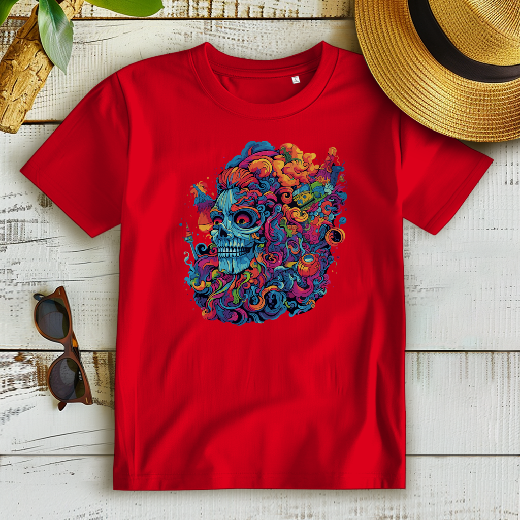 Damen Premium Bio T-Shirt Skull Doodle