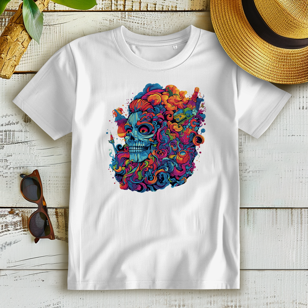 Damen Premium Bio T-Shirt Skull Doodle