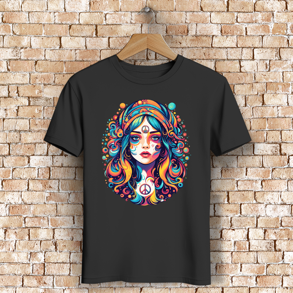 Herren Premium Bio T-Shirt Peace Hippie Girl