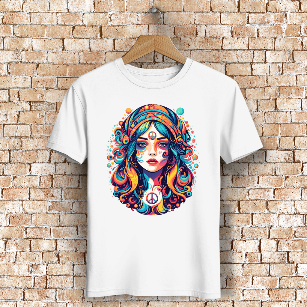 Herren Premium Bio T-Shirt Peace Hippie Girl
