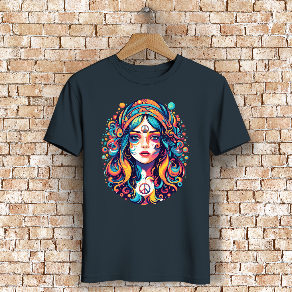 Herren Premium Bio T-Shirt Peace Hippie Girl