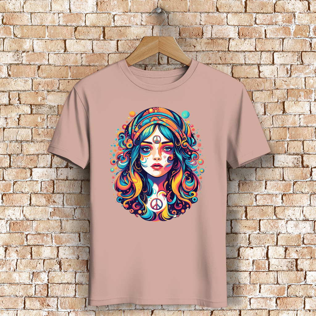 Herren Premium Bio T-Shirt Peace Hippie Girl