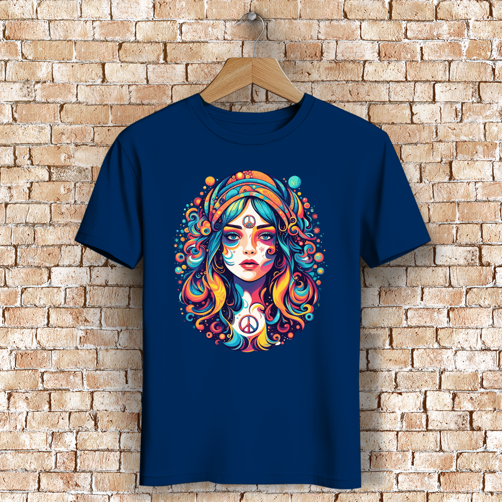 Herren Premium Bio T-Shirt Peace Hippie Girl