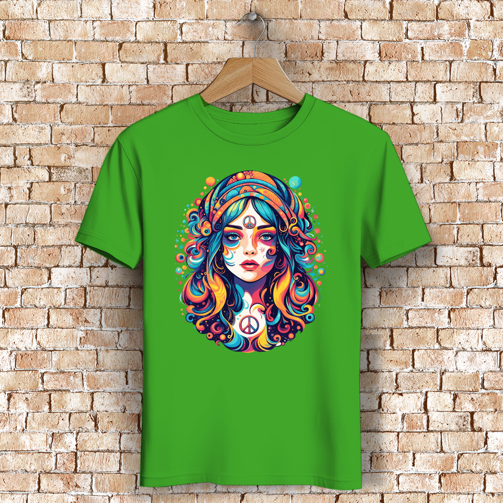 Herren Premium Bio T-Shirt Peace Hippie Girl