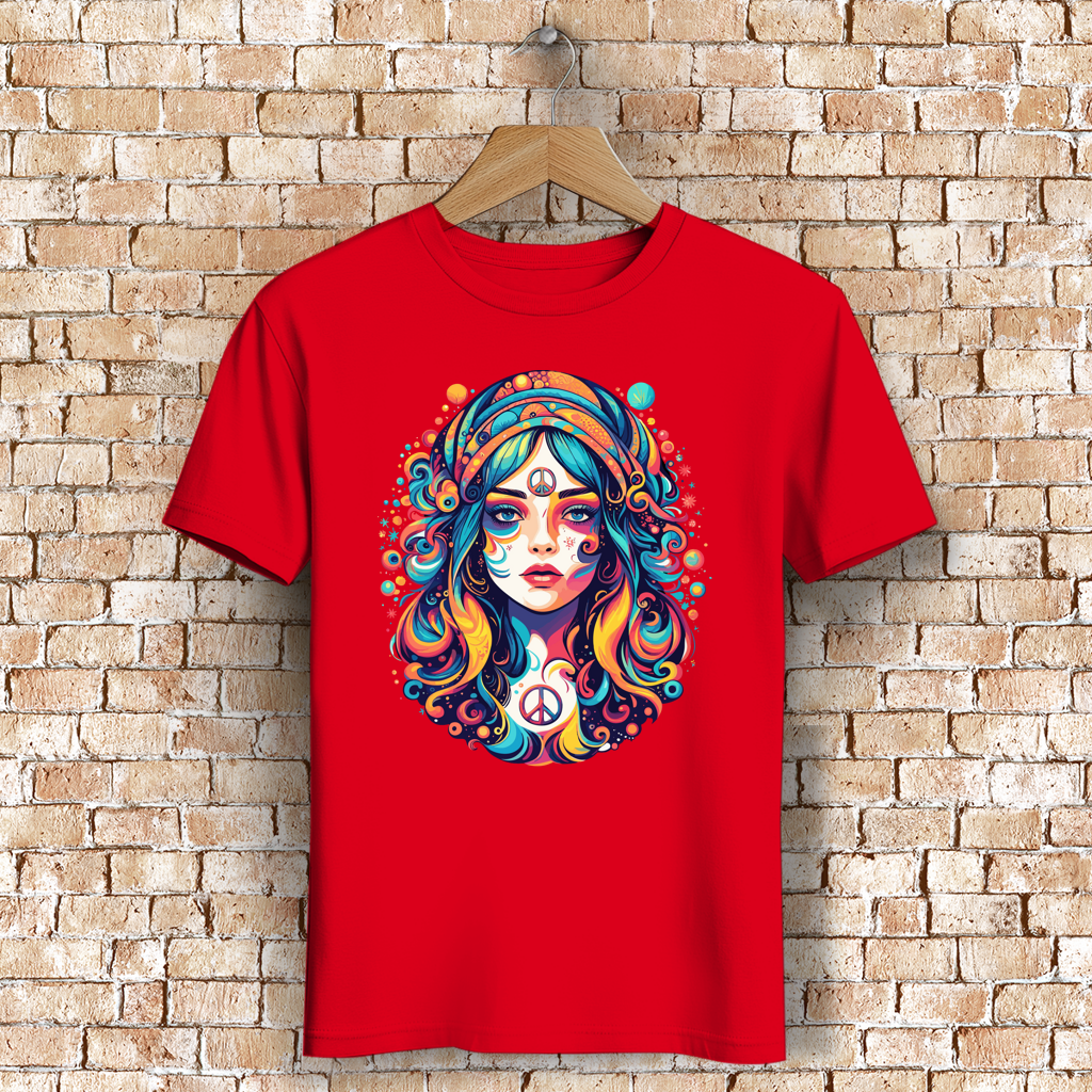 Herren Premium Bio T-Shirt Peace Hippie Girl