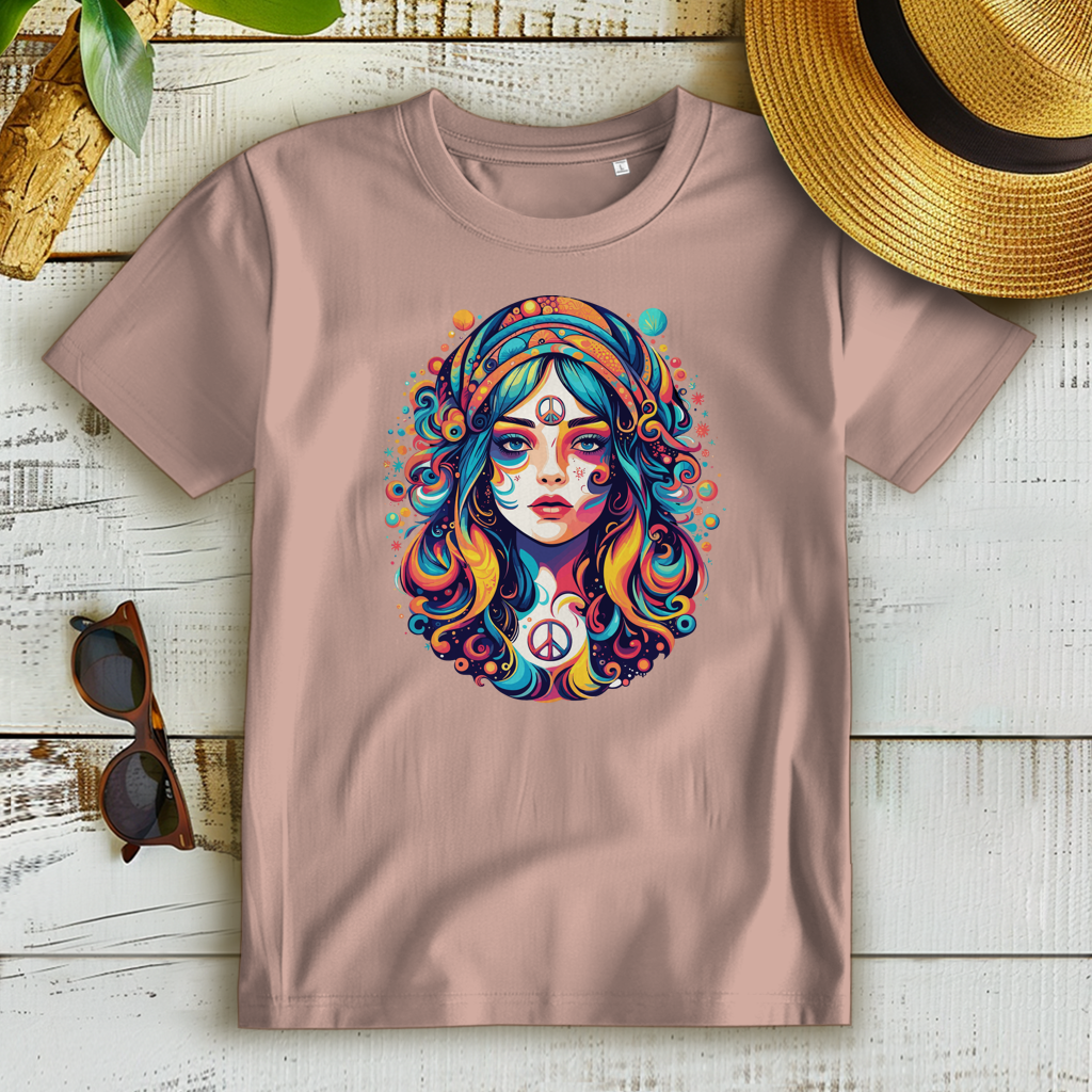 Damen Premium Bio T-Shirt Peace Hippie Girl