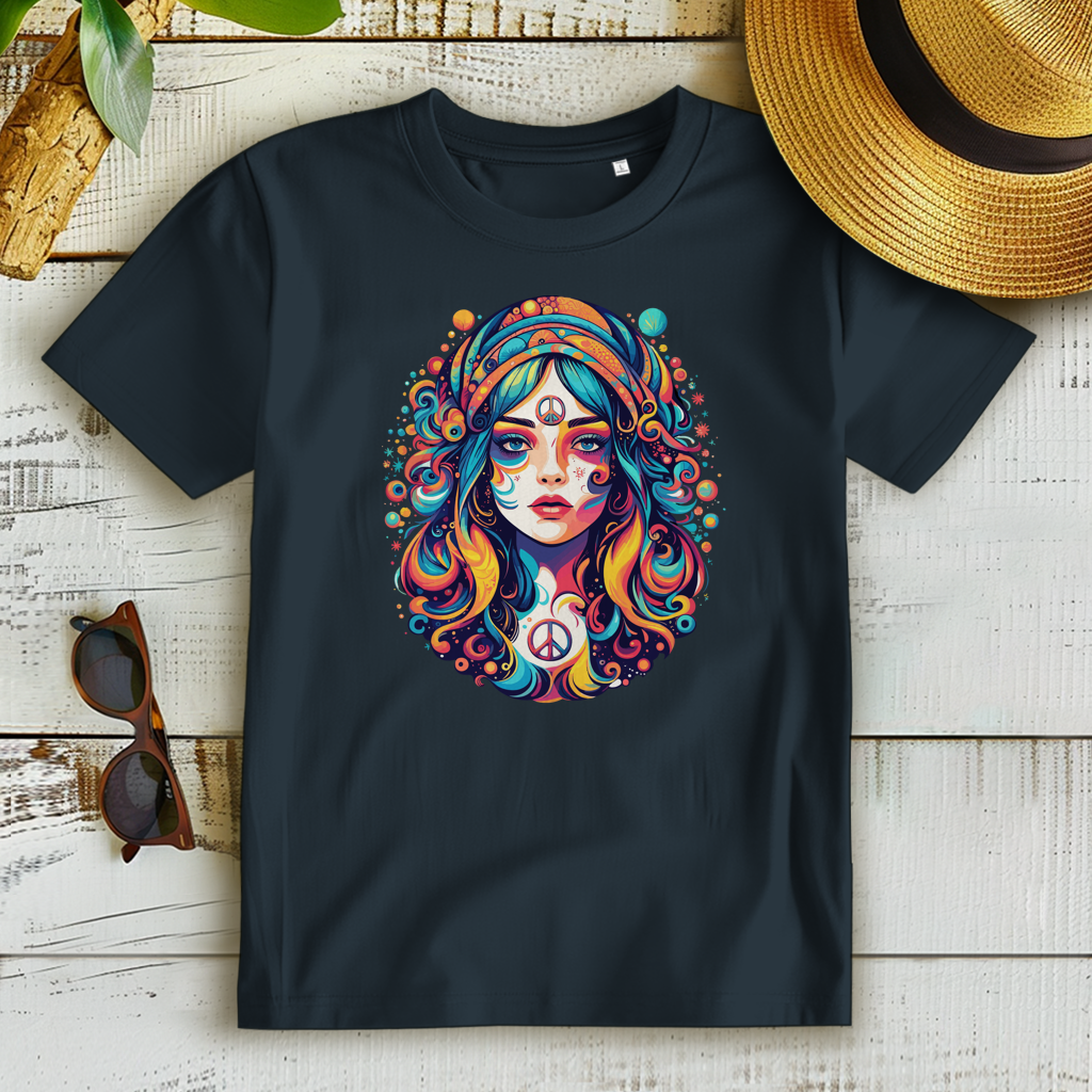 Damen Premium Bio T-Shirt Peace Hippie Girl