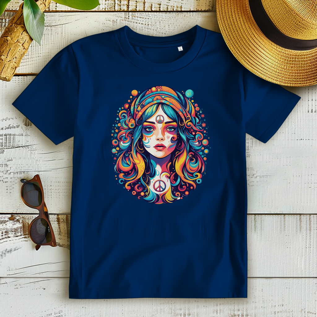 Damen Premium Bio T-Shirt Peace Hippie Girl