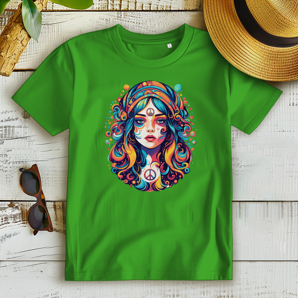 Damen Premium Bio T-Shirt Peace Hippie Girl