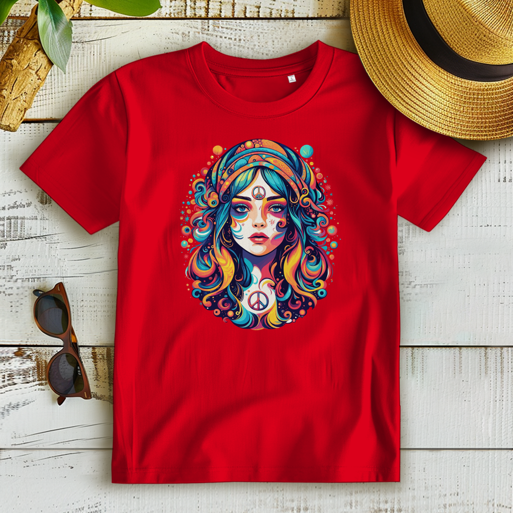 Damen Premium Bio T-Shirt Peace Hippie Girl