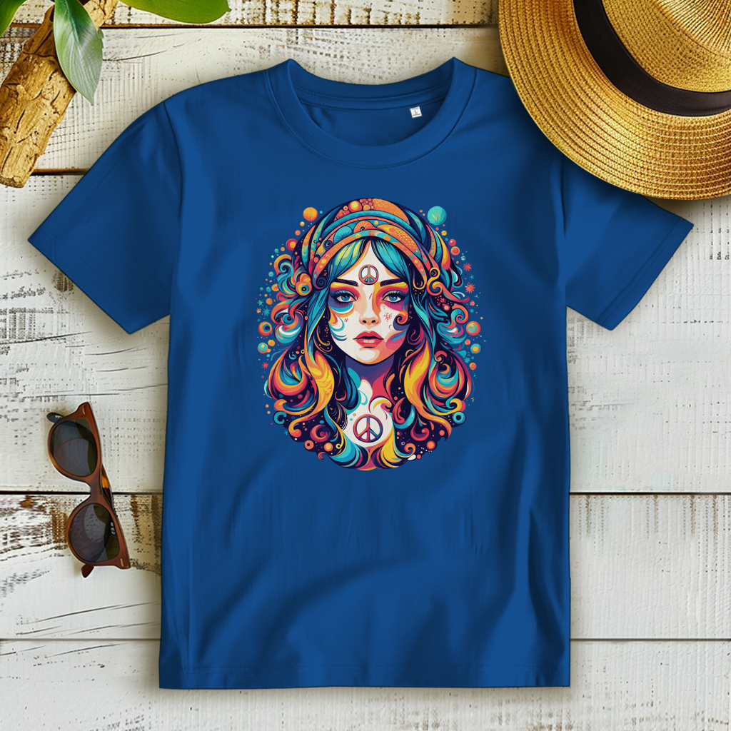 Damen Premium Bio T-Shirt Peace Hippie Girl