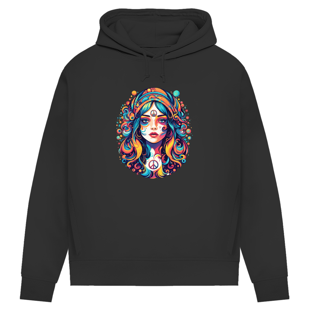 Damen Premium Bio Hoodie Peace Hippie Girl