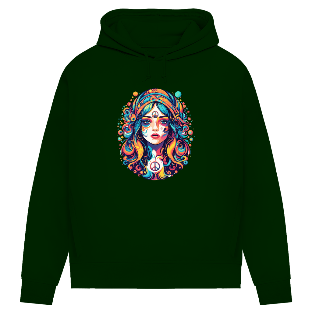 Damen Premium Bio Hoodie Peace Hippie Girl