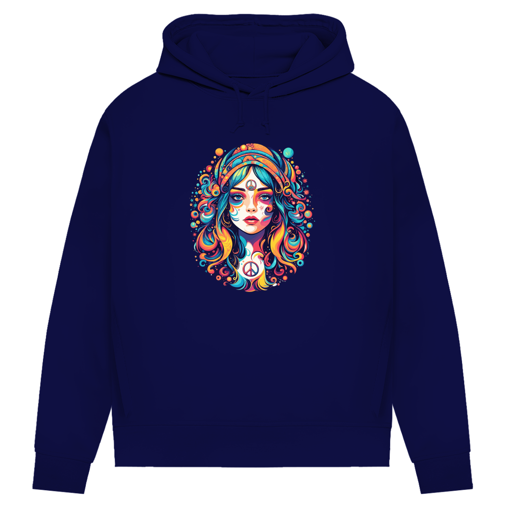 Damen Premium Bio Hoodie Peace Hippie Girl