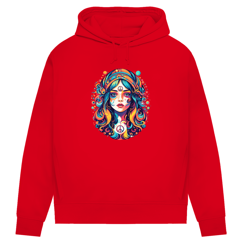 Damen Premium Bio Hoodie Peace Hippie Girl