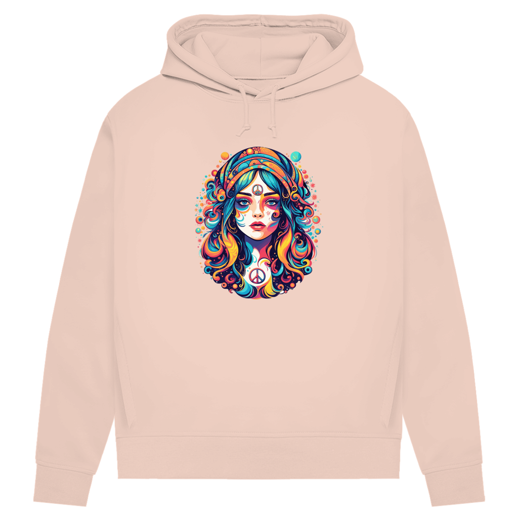 Damen Premium Bio Hoodie Peace Hippie Girl