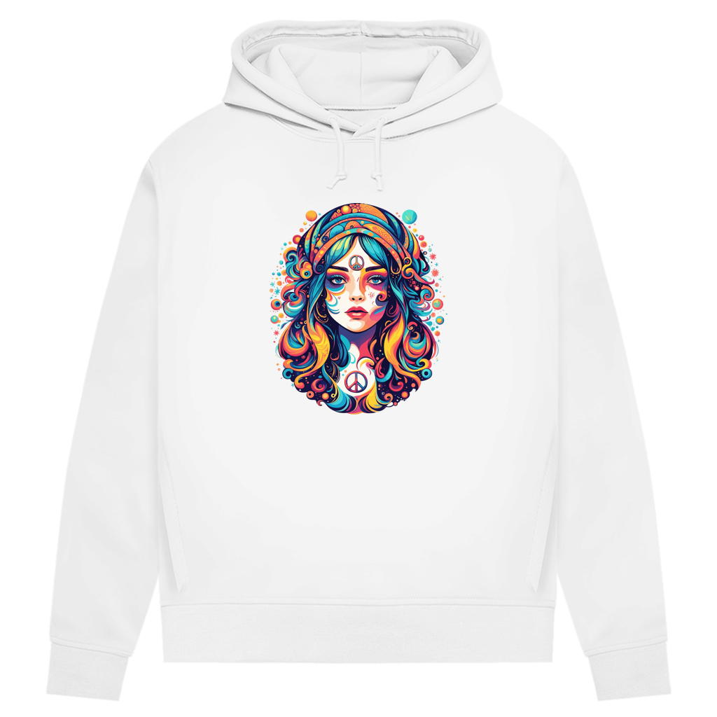 Damen Premium Bio Hoodie Peace Hippie Girl