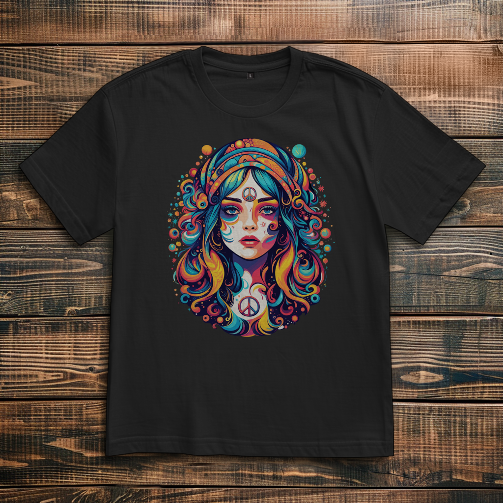 Oversize T-Shirt Peace Hippie Girl