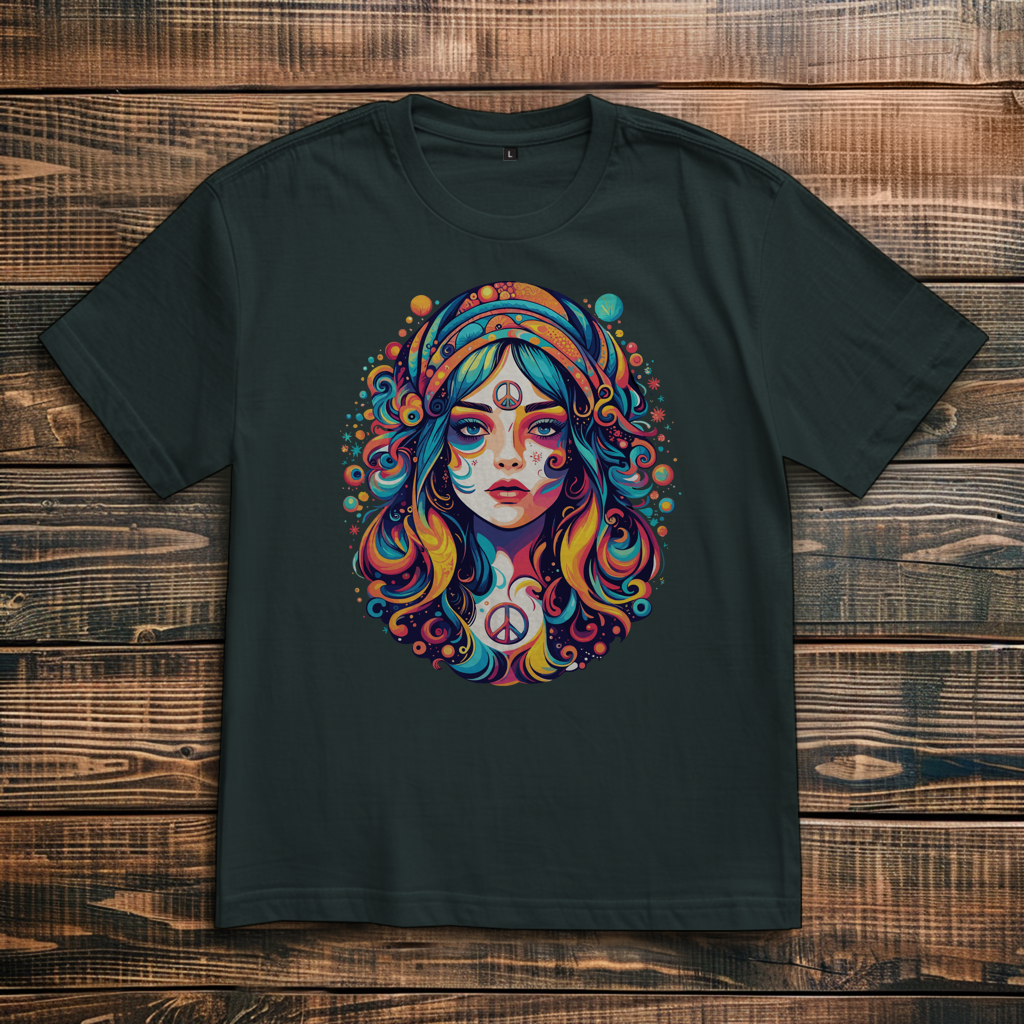 Oversize T-Shirt Peace Hippie Girl